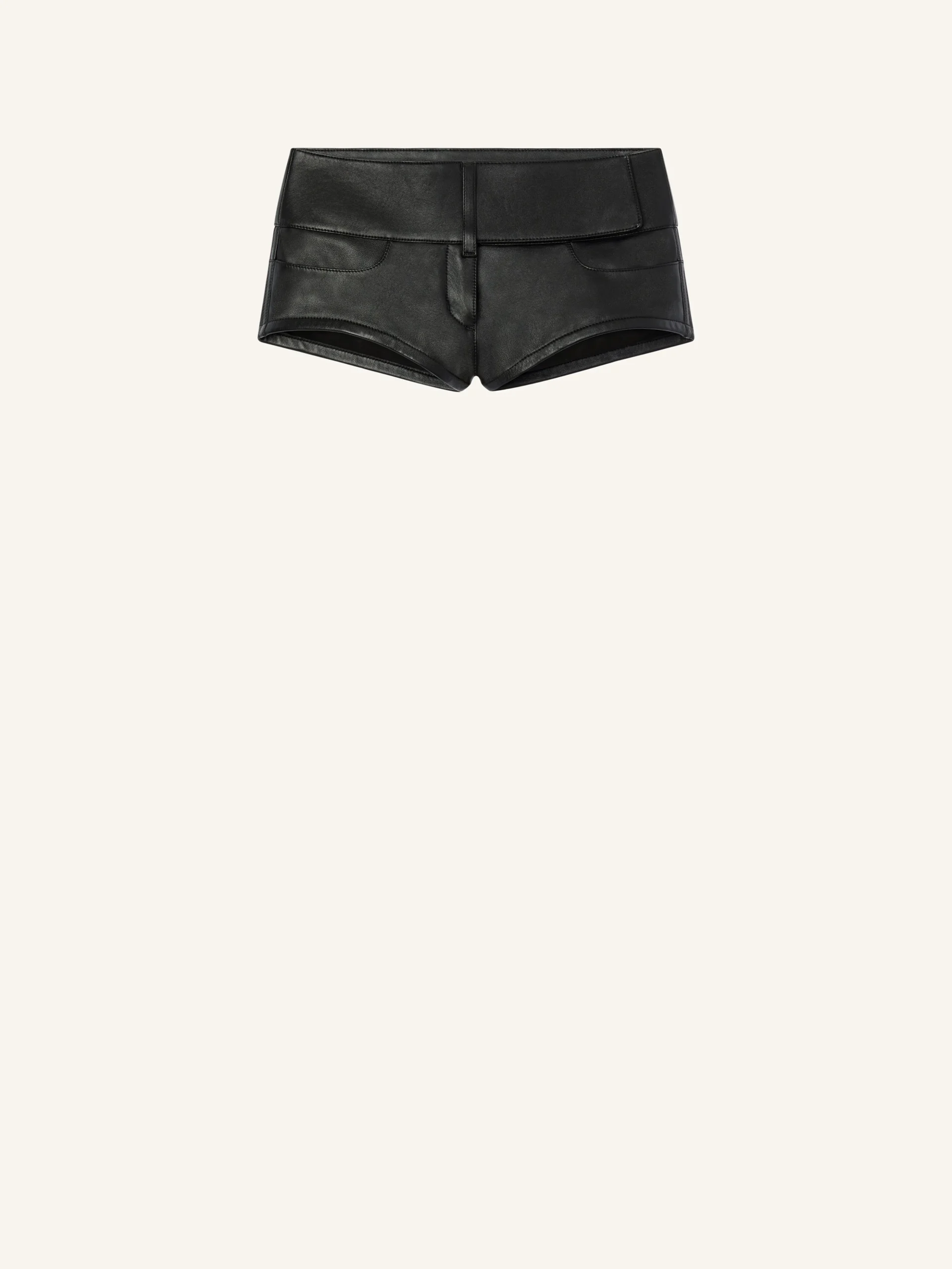 BELTED LEATHER MINI SHORTS