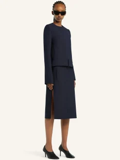 BELTED SLIT SKIRT