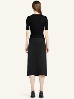 BELTED SLIT SKIRT