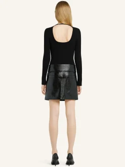 BELTED VINYL MINI SKIRT