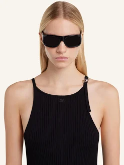 BUCKLE RIB KNIT DRESS