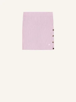 BUTTONED LIGHT RIB MINI SKIRT