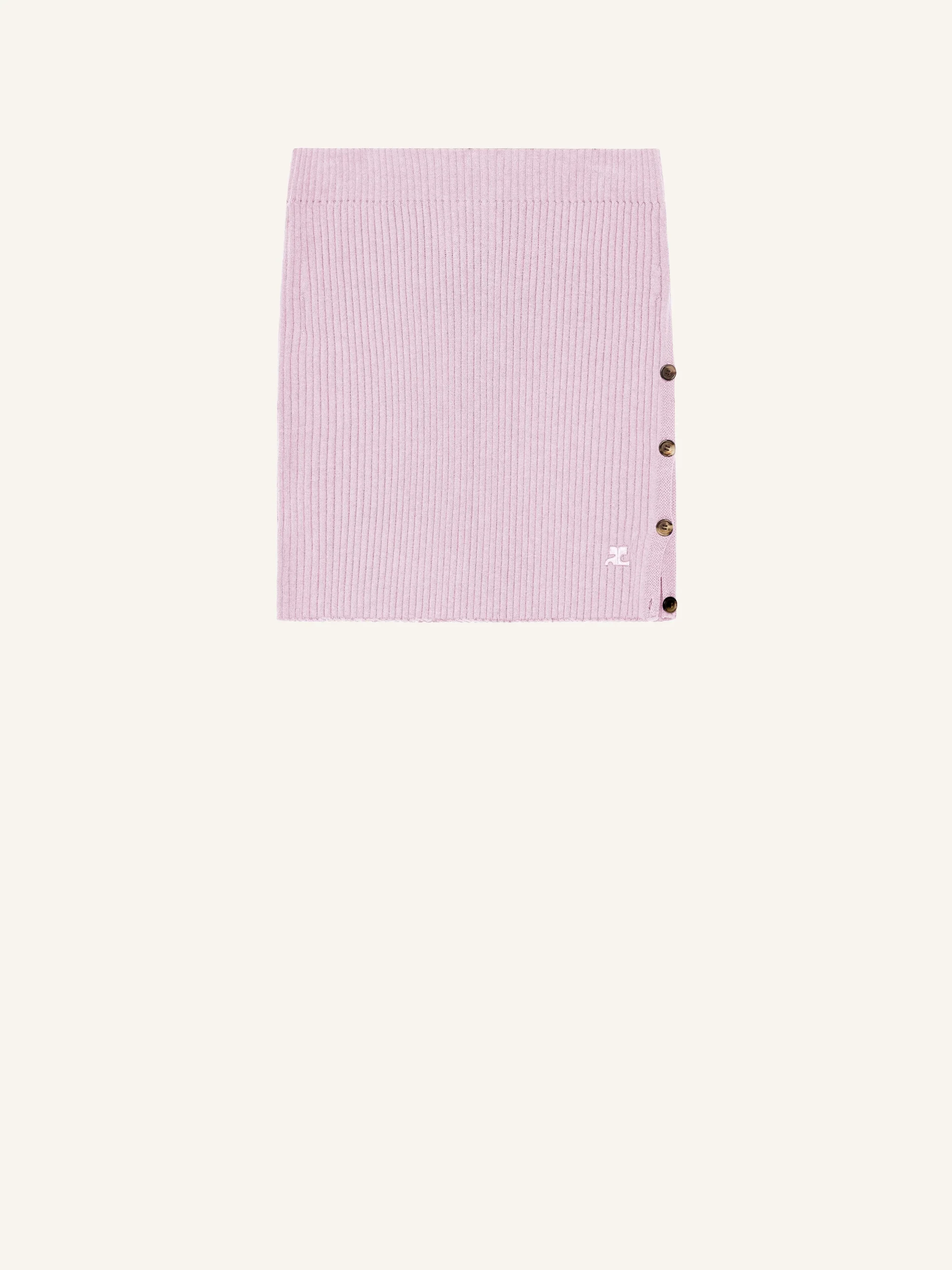 BUTTONED LIGHT RIB MINI SKIRT