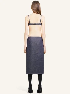 CENTERED POCKET DENIM SKIRT