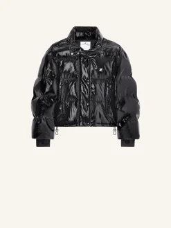 CROPPED VINYL PUFFER JACKET