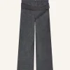 DOUBLE BELTED DENIM BAGGY PANTS