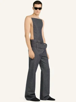 DOUBLE BELTED DENIM BAGGY PANTS