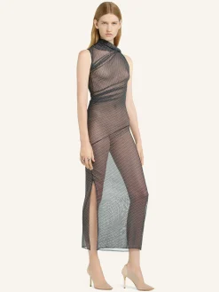 DRAPED MESH DRESS