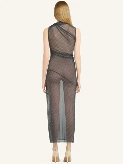 DRAPED MESH DRESS