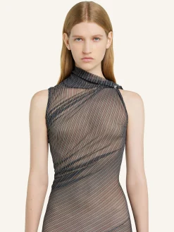 DRAPED MESH DRESS