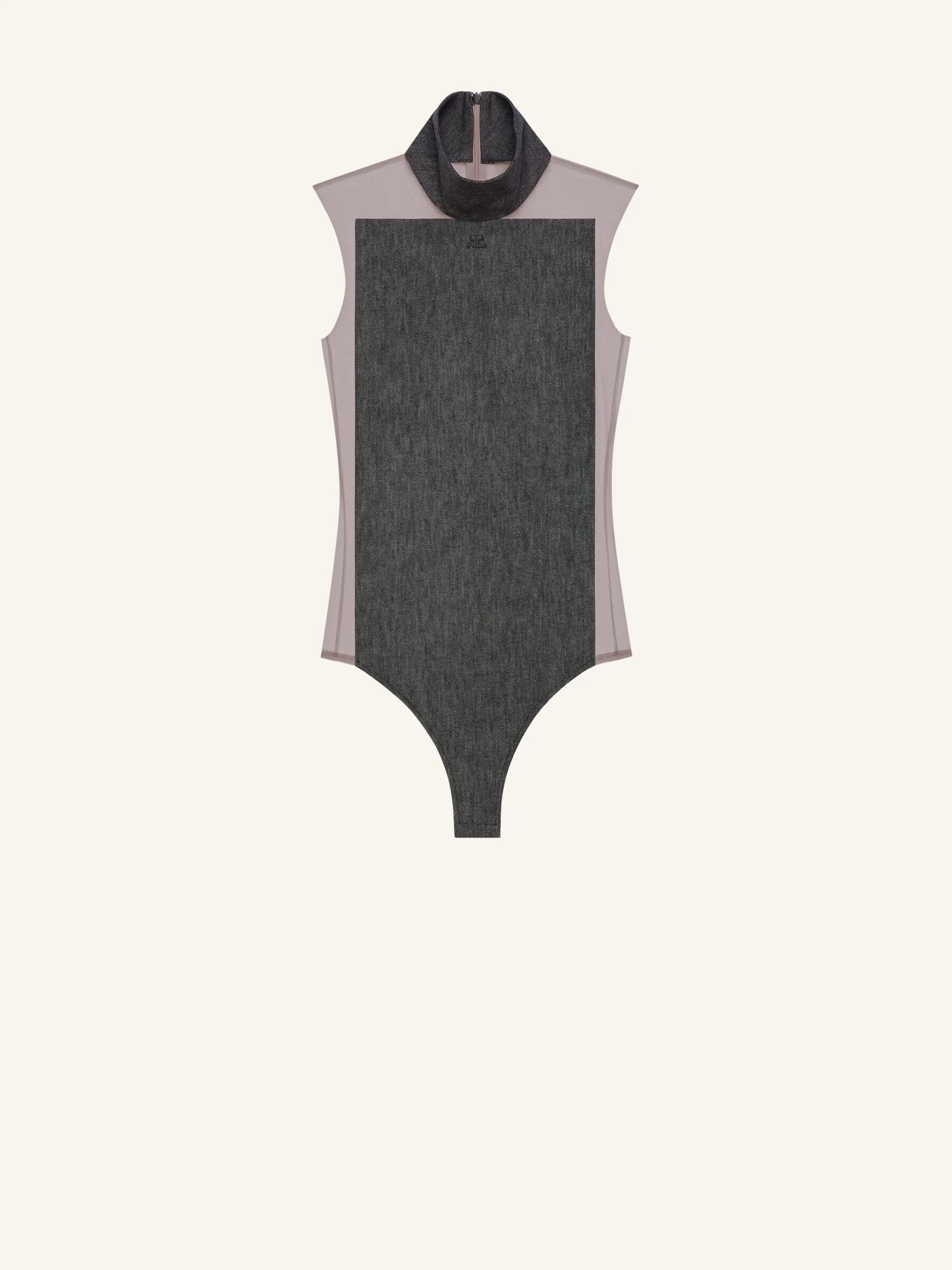 ILLUSION MOCKNECK DENIM BODYSUIT