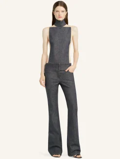 ILLUSION MOCKNECK DENIM BODYSUIT