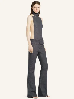 ILLUSION MOCKNECK DENIM BODYSUIT