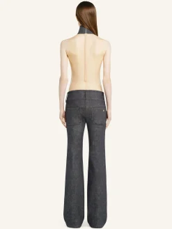 ILLUSION MOCKNECK DENIM BODYSUIT