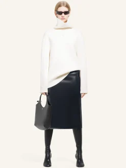 LATEX EFFECT OBLIQUE SKIRT