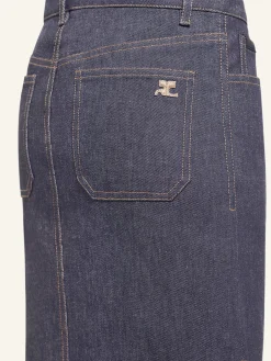 LONG REVERSED DENIM SKIRT