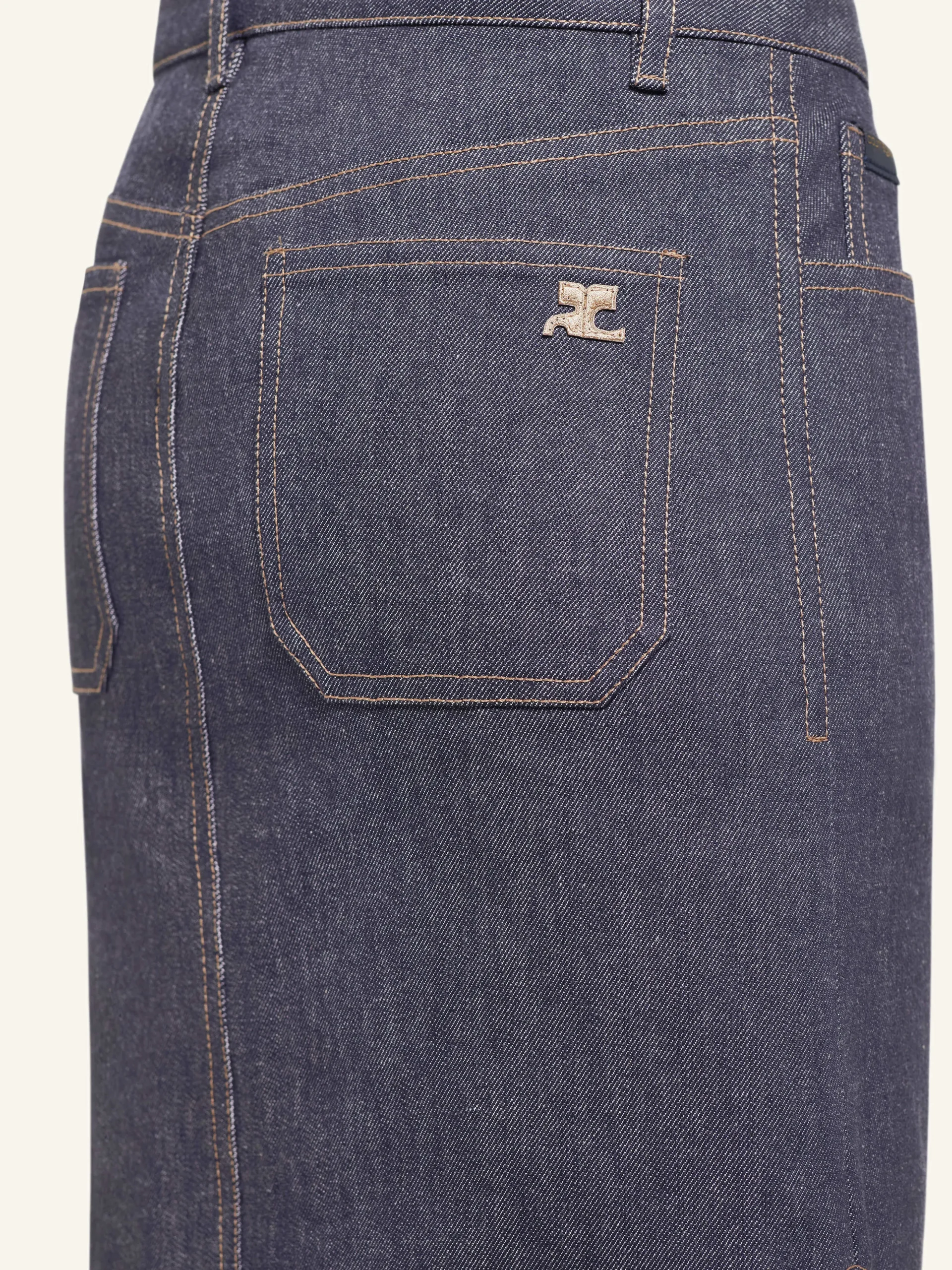 LONG REVERSED DENIM SKIRT