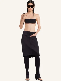 OBLIQUE DRAPED SATIN SKIRT