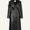 OBLIQUE LEATHER TRENCH COAT