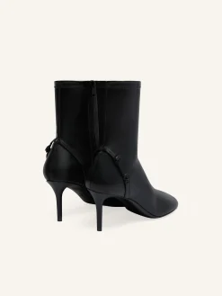 OBLIQUE STRETCH LEATHER EFFECT ANKLE BOOTS