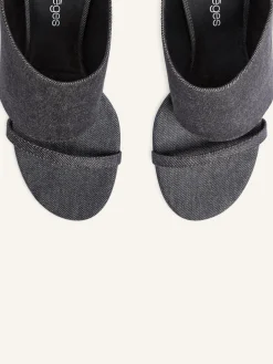OBLIQUE WEDGED DENIM MULES