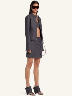 OBLIQUE WEDGED DENIM MULES