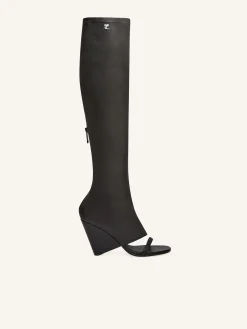OBLIQUE WEDGED LEATHER BOOTS