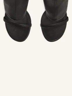 OBLIQUE WEDGED LEATHER BOOTS