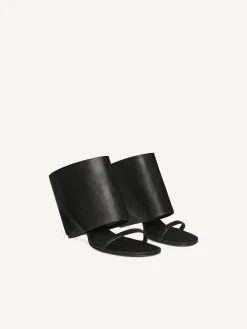 OBLIQUE WEDGED LEATHER MULES