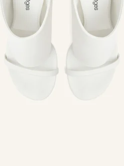OBLIQUE WEDGED LEATHER MULES