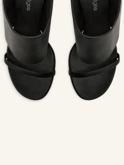 OBLIQUE WEDGED LEATHER MULES