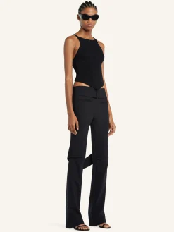 POINTY BUCKLE RIB KNIT TOP