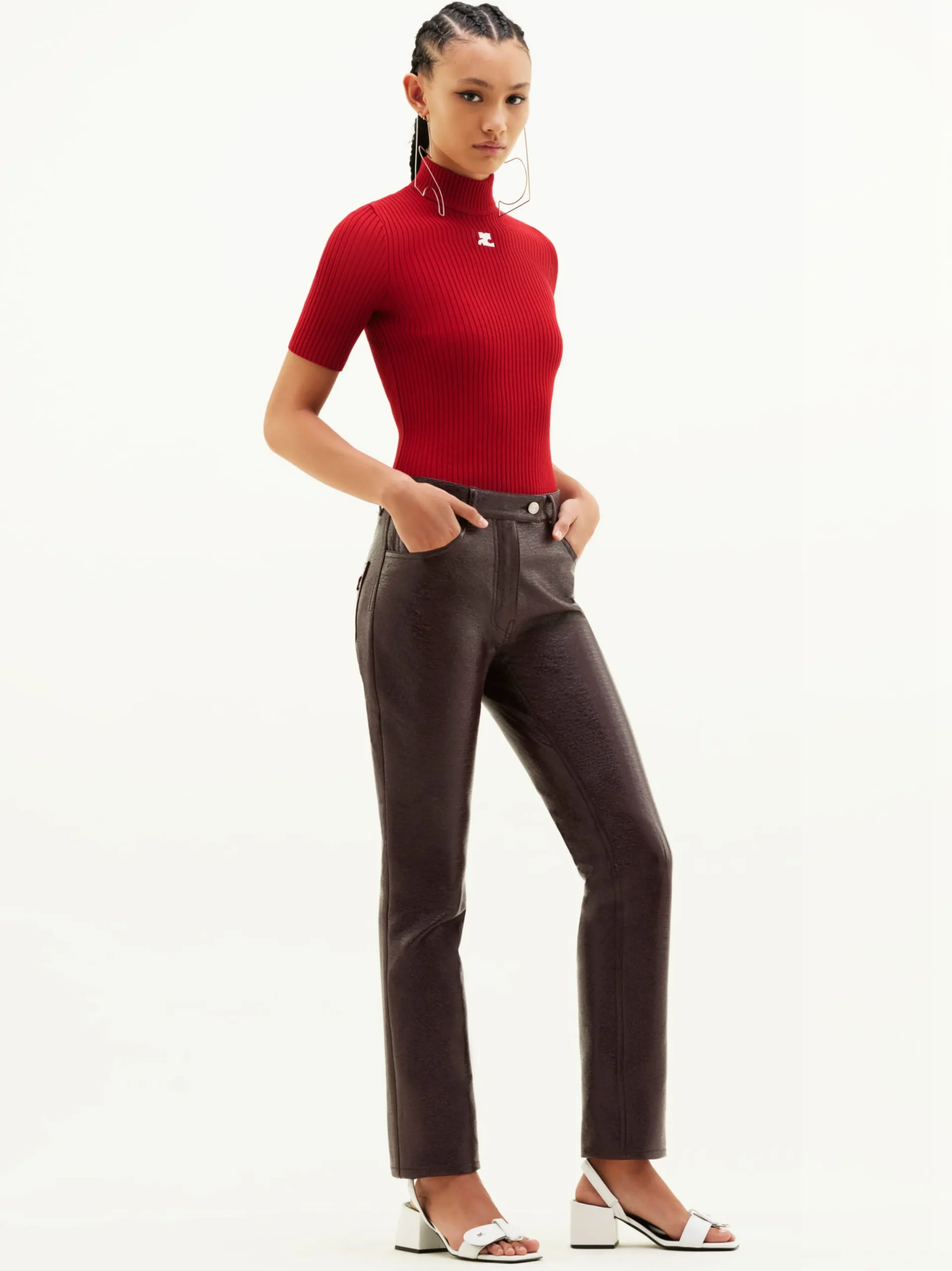 REEDITION SHORT SLEEVES RIB KNIT SWEATER