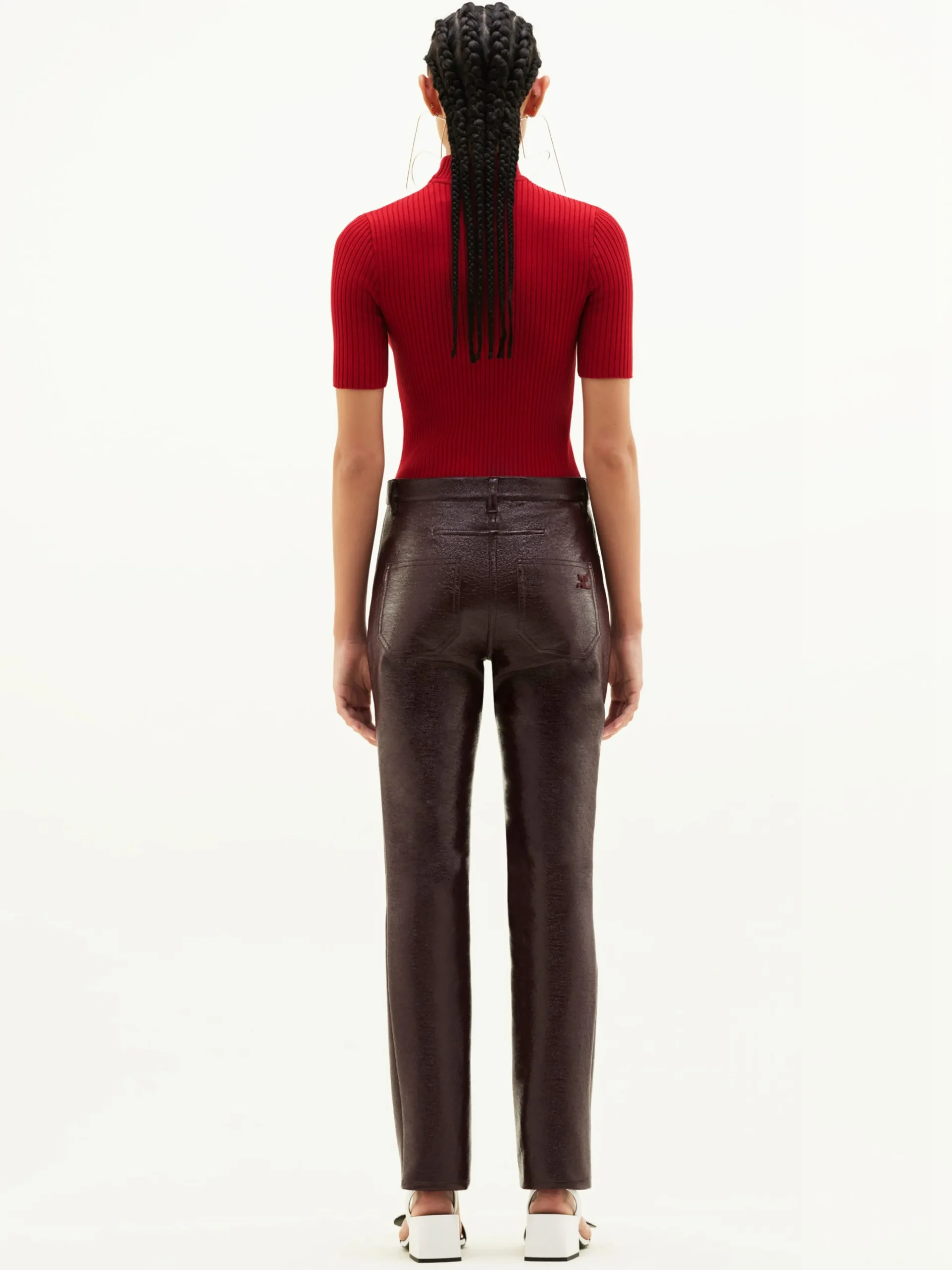 REEDITION SHORT SLEEVES RIB KNIT SWEATER