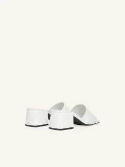 SHADOW LEATHER HEELED MULES