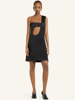 SHORT CUT-OUT SATIN DRESS
