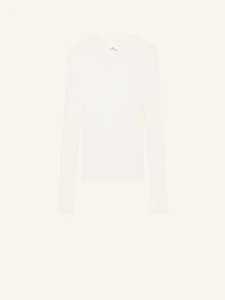 SHOULDER SNAPS RIB KNIT SWEATER