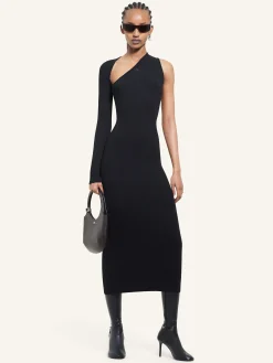 SLASH RIB KNIT LONG DRESS