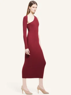 SLASH RIB KNIT LONG DRESS