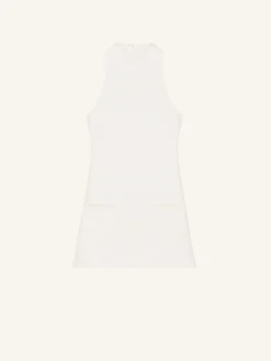 SLEEVELESS TWILL A-LINE DRESS