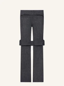 STRAP DENIM BOOTCUT PANTS
