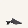 WET DENIM HEELED MULES