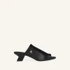 WET STRETCH LEATHER HEELED MULES