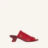WET STRETCH LEATHER HEELED MULES